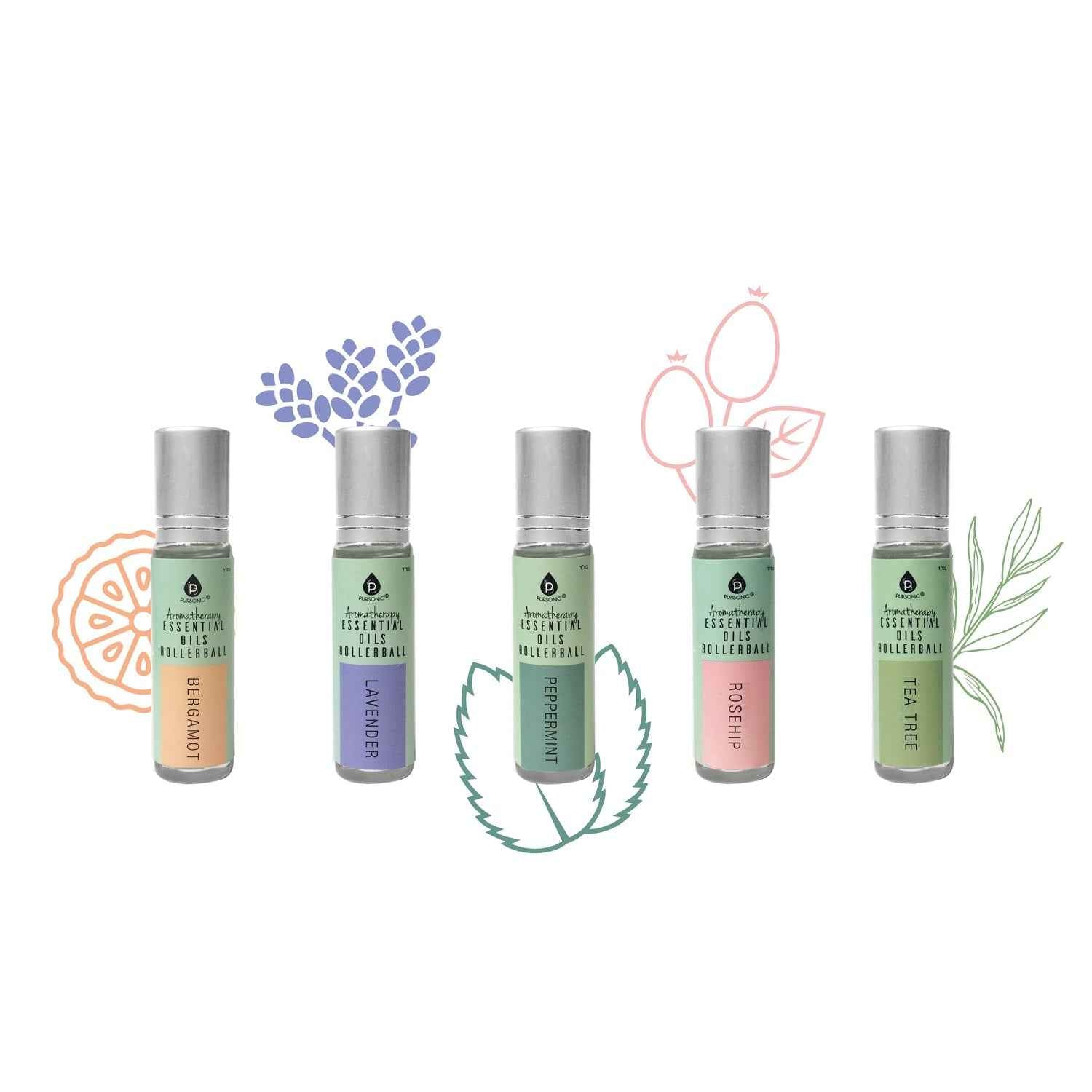 Aromatherapy Essential Oils Rollerballs - Bergamot, Lavender, Peppermint, Rosehip, Tea Tree - Ignara Living
