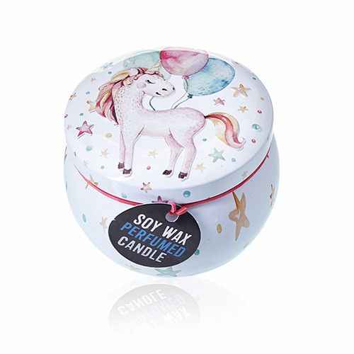Art Tin Candle with Unicorns in Enchanting Design - Perfect Unicorn Art Tin Candle - Ignara Living