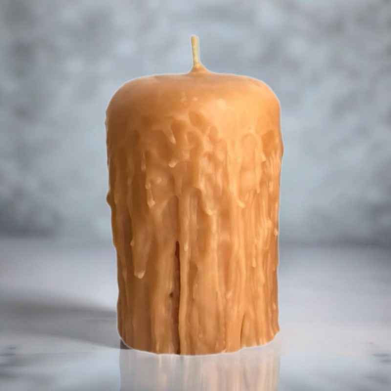 Beeswax Gothic Pillar Candle | Handcrafted 14cm Elegance - Ignara Living