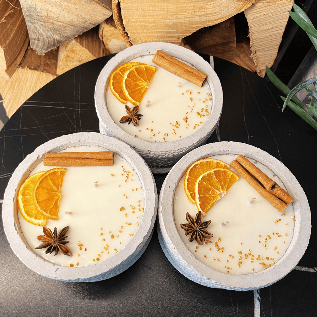 Betonkerzen - Set 3x Betongrau "Grey Cinnamon" - Ignara Living