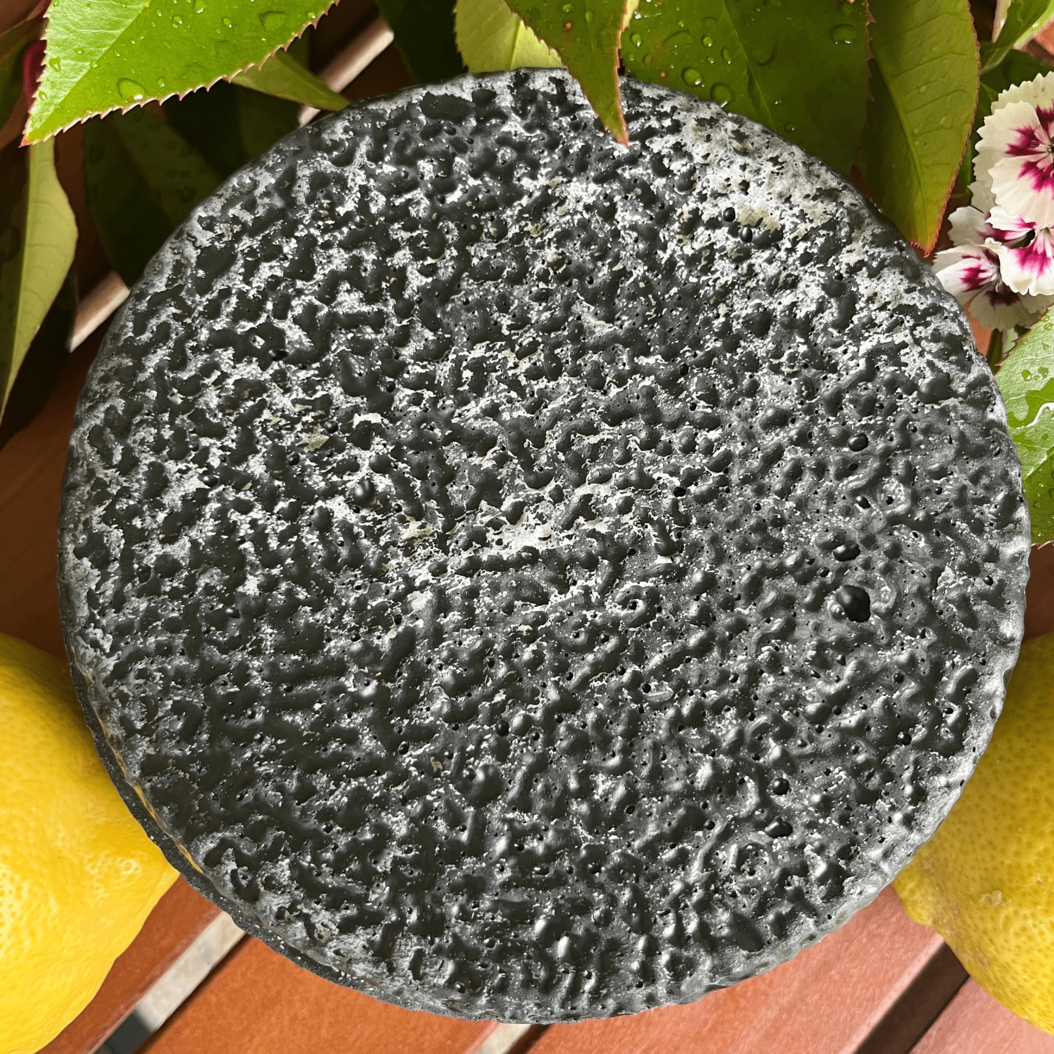 Black Edition HANDGEMACHTE Citronella BETONKERZE - Stilvolle Sojawachskerze für Ihr Zuhause. Outdoor Kerze mit Blütenverzierung und HOCHWERTIGEM Holzdocht aus dem Südschwarzwald - Ignara Living