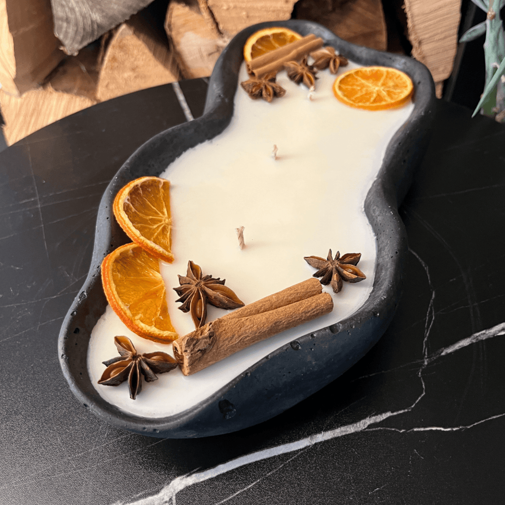 Handgemachte Betonduftkerze "Wave: Grey or Black" Bio Sojawachs mit Vanilla Toffee Duft - Betondekoration - Betonaccessoires oder Betondeko für Zuhause - Ignara Living