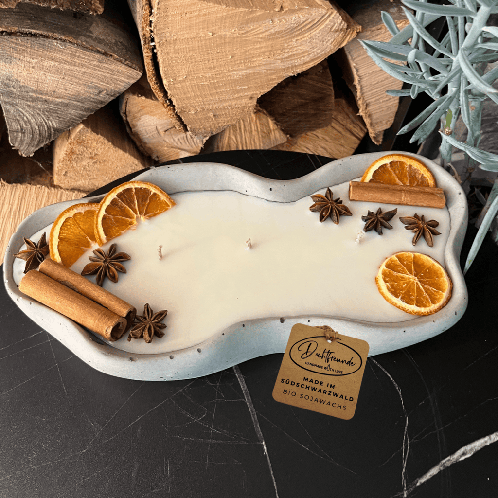 Handgemachte Betonduftkerze "Wave: Grey or Black" Bio Sojawachs mit Vanilla Toffee Duft - Betondekoration - Betonaccessoires oder Betondeko für Zuhause - Ignara Living