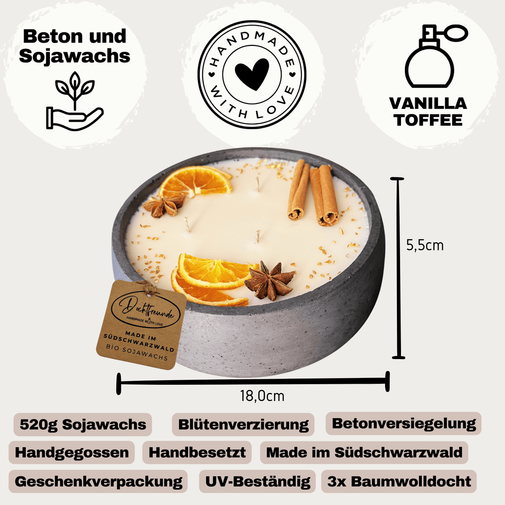 Handgemachte Betonkerze "Big Black" Duft Vanilla Toffee von DochtFreunde - Ignara Living