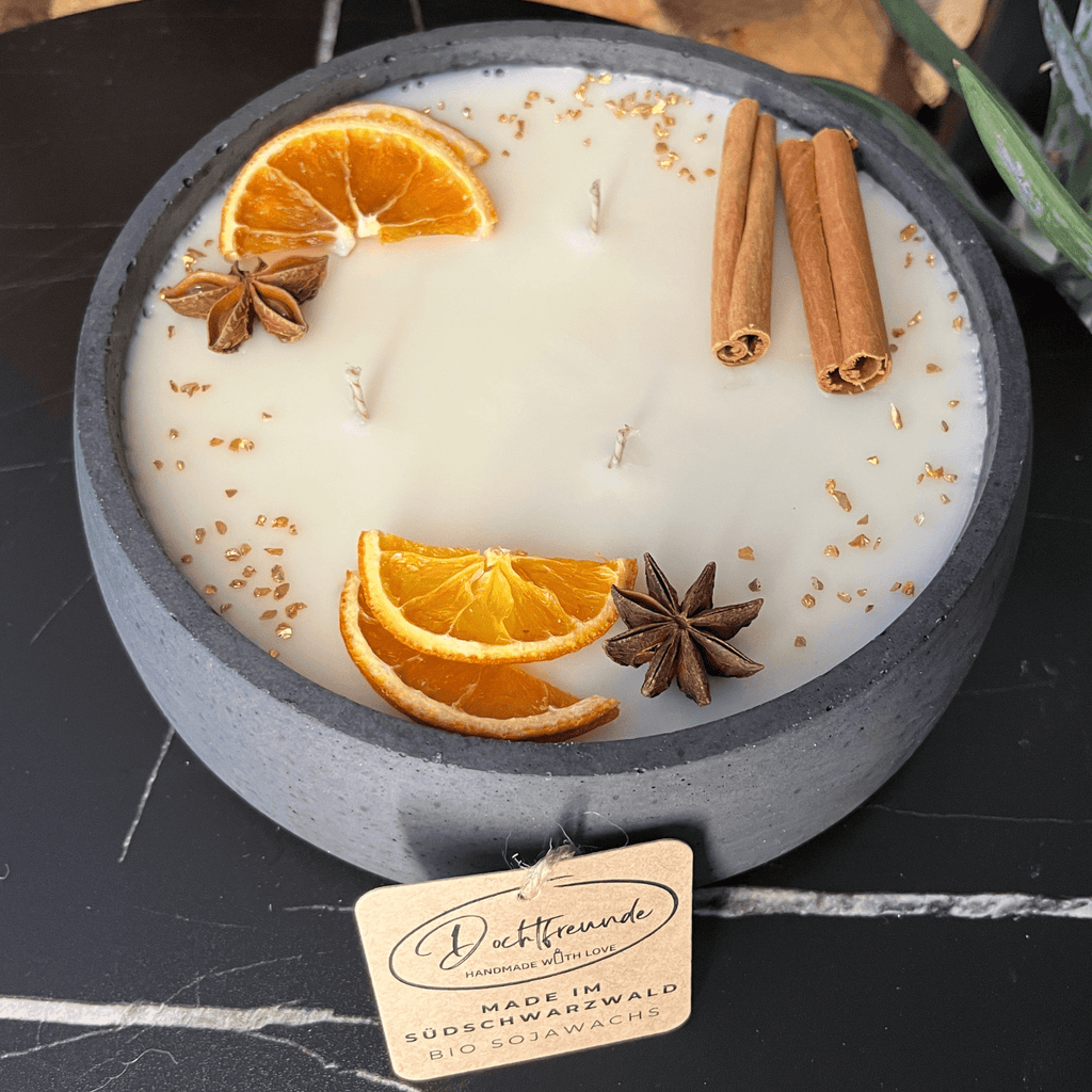 Handgemachte Betonkerze "Big Black" Duft Vanilla Toffee von DochtFreunde - Ignara Living