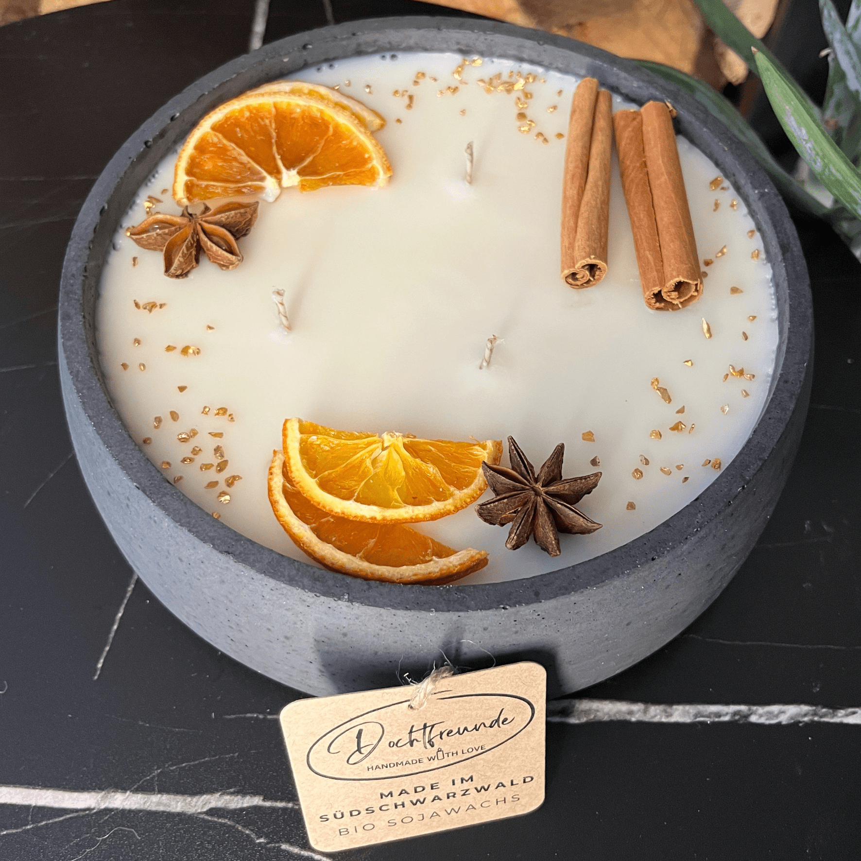 Handgemachte Betonkerze "Big Black" Duft Vanilla Toffee von DochtFreunde - Ignara Living