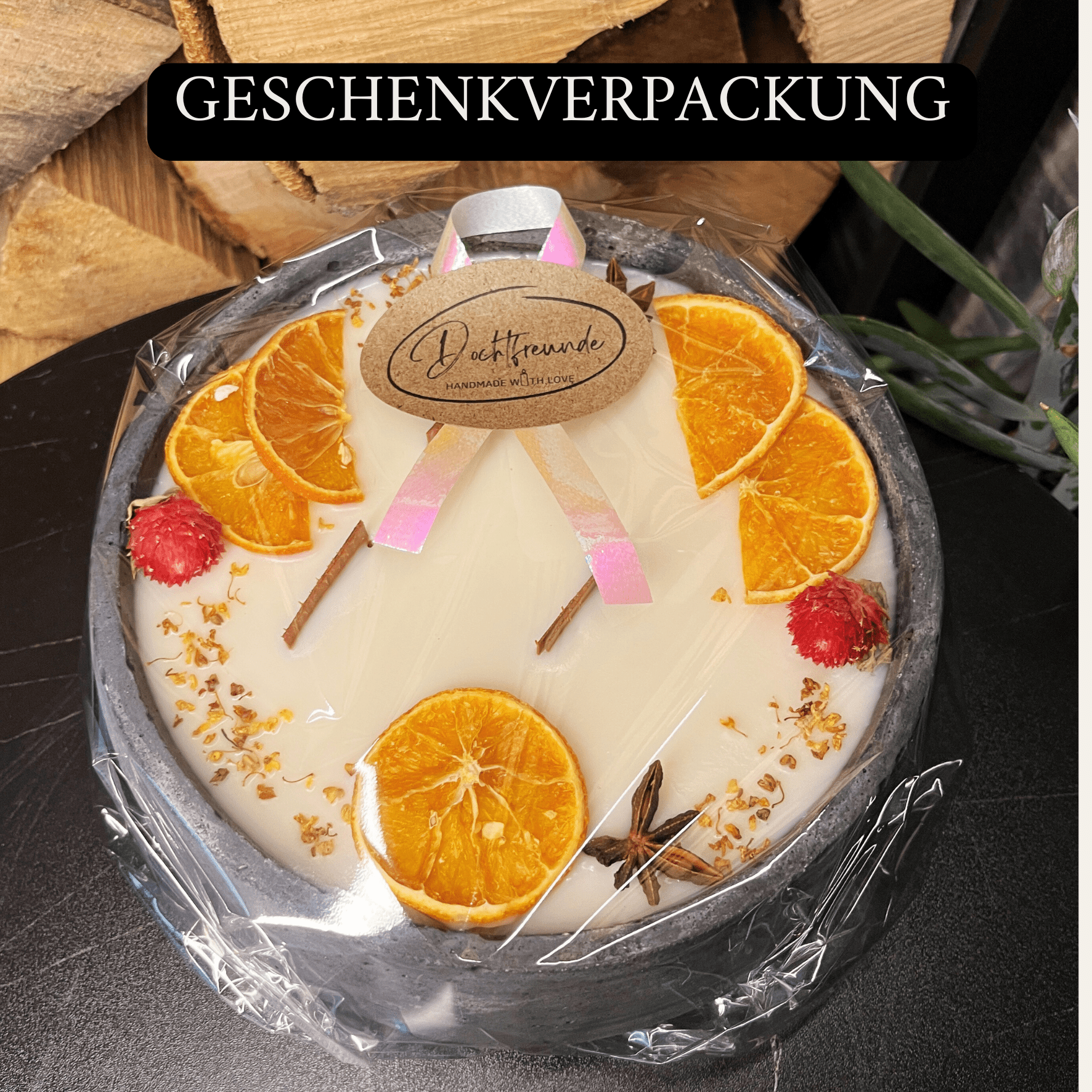 Handgemachte Betonkerze "Big Black" Duft Vanilla Toffee von DochtFreunde - Ignara Living