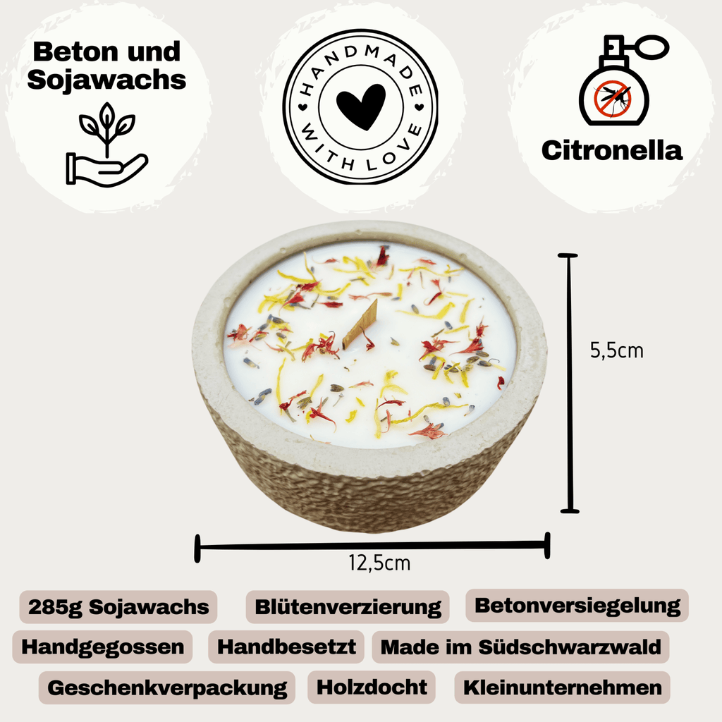 Limitierte Einzelstücke: Outdoor Citronella - Betonkerze „Mugge Schreck“ – Handgemachter Insektenschutz aus dem Südschwarzwald - Ignara Living