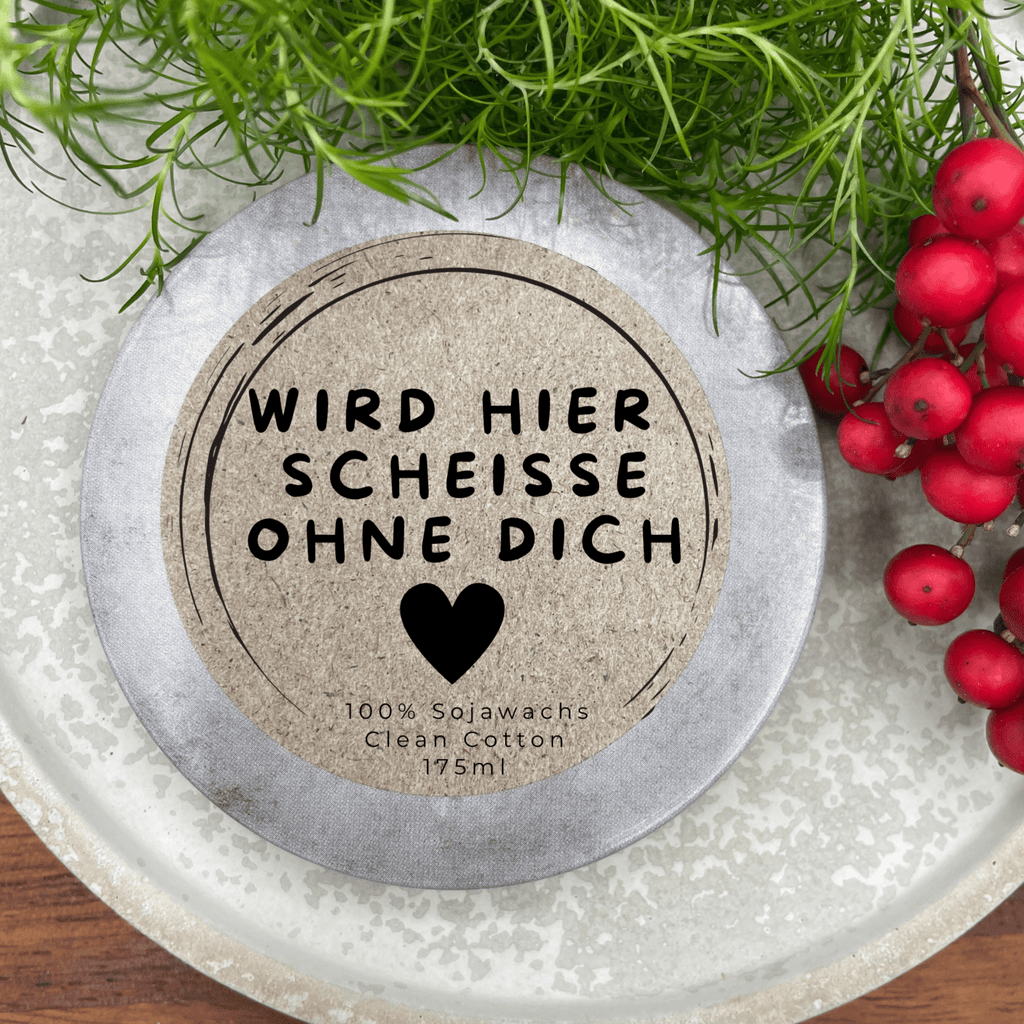 Wird hier Scheiße ohne dich - ABSCHIEDSGESCHENK Personalisierbare PREMIUM Duftkerze - handgemacht aus dem Südschwarzwald - ARBEITSKOLLEGIN - Ignara Living
